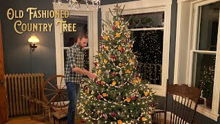 Christmas Tree Decorating  Old Fashioned Country Christmas Tree With Popcorn Garlands amp Gingerbread [upl. by Eanaj963]