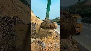 Excavators Load Soil Onto Trucks excavator truck soil [upl. by Inatirb]