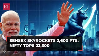 Modi wave sweeps DStreet Sensex skyrockets 2600 pts Nifty tops 23300 [upl. by Anelac197]