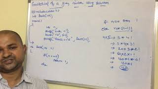 C Program to calculate factorial of a given number using recursion [upl. by Eadahs508]