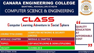 VTU COMPUTER NETWORKS amp SECURITY18CS52Transport Layer UDP Multiplexing amp Demultiplexing M2 L4 [upl. by Leitman871]