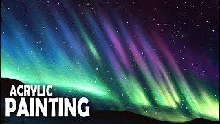 How to Paint a Northern Lights Night Sky  Acrylic Painting [upl. by Reffotsirk]