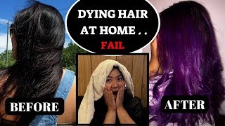 HOW TO Dye hair at HOME from BLACK to PURPLE    FAIL then FIX One n Only Argon oil [upl. by Beitch]