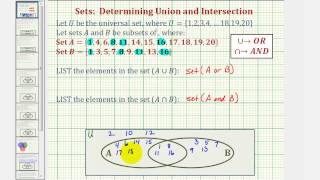 Ex Find the Union and Intersection of Two Sets Using a Venn Diagram [upl. by Ricki]