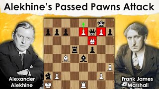 Alekhine’s Passed Pawns Attack  Alekhine vs Marshall 1925 [upl. by Yenalem]