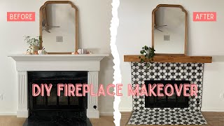 DIY tile fireplace makeover  fireplace makeover DIY  fireplace tile replacement  tile fireplaace [upl. by Anidene]