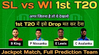 sl vs wi 1st t20 match dream11 prediction  sl vs wi dream11 prediction today  sl vs wi dream11 [upl. by Etyam10]