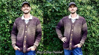 Easy Crochet Cardigan Sweater For Man or Woman  Beginner crochet cardigan Tutorial [upl. by Celeste270]