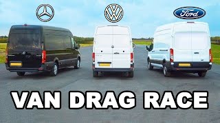 Mercedes Sprinter vs Ford Transit vs VW Crafter VAN DRAG RACE [upl. by Fabrice]