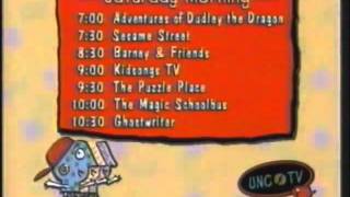 UNCTV Saturday Morning Schedule 1995 [upl. by Burbank]