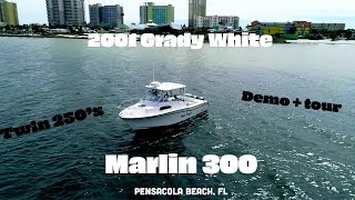 2001 Grady White Marlin 300  Boat Tour  Demo footage Twin 250s [upl. by Neelya]