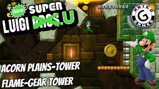 New Super Luigi U 🟩 Acorn PlainsTower Flame Gear Tower 🪙🪙🪙 ALL Star Coins [upl. by Oenire301]