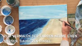 Teil 23 Meer Himmel Wolken Malkurs Acryl Tutorial Lasurtechnik [upl. by Wendelin]