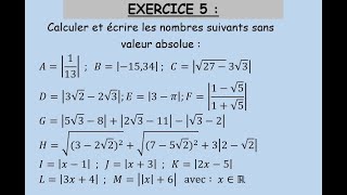 Ordre dans IR Série 1 Exercice 5Valeur absolueTCSFTronc commun science français [upl. by Almund]