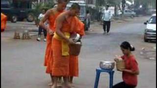 Daily Giving and Daily Receiving Alms Round in Laos [upl. by Schnell]