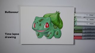 Pokemon Bulbasaur  short timelapse drawing [upl. by Jen66]