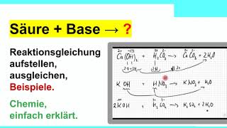 Säuren  Basen  Salze  Wasser Reaktionsgleichung aufstellen ausgleichen Beispiele [upl. by Gannie422]