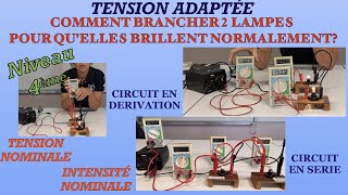 Comment brancher 2 lampes pour quelles brillent normalement Tension et intensité nominalesCours [upl. by Tremain966]