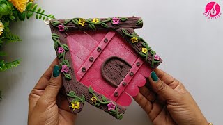 DIY Wall Hanging With Clay  Room decor Idea  Wooden Board Craft Idea [upl. by Kcire]