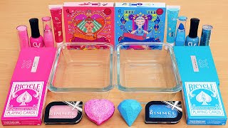 Pink vs Blue  Mixing Makeup Eyeshadow Into Slime ASMR [upl. by Skelly550]