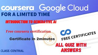 Introduction to Generative AI All Quiz Answerscourseralearnerspoint courseraquizanswrslearning [upl. by Nner]