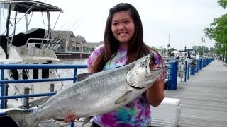 Catching Big Salmon  Sheboygan WI Salmon Fishing June 27 2013 [upl. by Luelle]