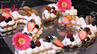 Cream Tart Tutorial  Bake the Trend  Number Cake  Lenilu [upl. by Adolfo]