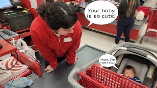 Reactions to REALISTIC Baby Doll Reborn Baby Outing to Target Happy Toddler Gets Cocomelon [upl. by Micheal711]