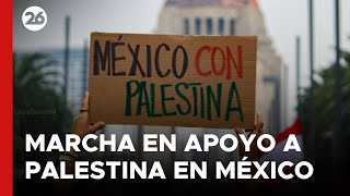 Manifestantes a favor de Palestina marchan por Paseo de la Reforma en México [upl. by Hsevahb142]