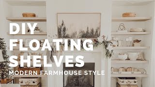 DIY Modern Farmhouse Floating Shelves  Step by Step floating shelves tutorial [upl. by Lachlan]