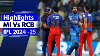 RCB vs MI IPL Highlights 2024 Mumbai Indians Vs Bangalore Today Match Highlights  MI vs RCB [upl. by Aicener]