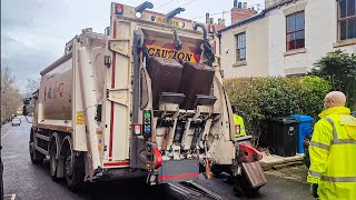 Veolia Dennis Elite 6 Bin lorry on City Centre GMP AYN [upl. by Anoirb]