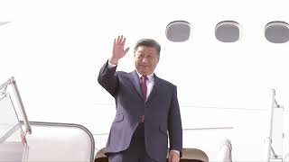 Tajik President Rahmon sends off Xi Jinping at Dushanbe airport [upl. by Asiret]