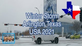 Arlington Winter Storm Virtual Driving 🎧 Texas USA 2021 [upl. by Ydnahs133]