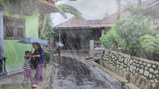 Walking in super extreme heavy rain of village life rain sounds fall asleep instantly rain 3 hours [upl. by Kyte]