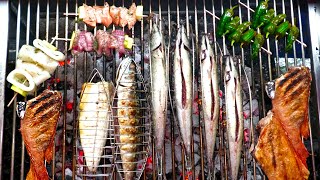 Street Food Fish on Charcoal Grill  Street Food Berlin Germany [upl. by Anastasie]