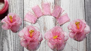 Whole Ribbon Rose  Ribbon Flowers  How to make an easy ribbon rose [upl. by Nelyag]