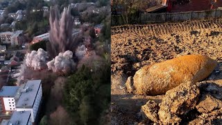 Massive Explosion From 80YearOld WWII Bomb Shown by Drone [upl. by Derte504]