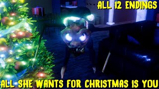 All She Wants For Christmas Is YOU ALL 12 ENDINGS Playthrough Gameplay CHRISTMAS HORROR GAMES [upl. by Ralip]