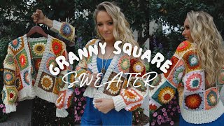 How to Crochet a Granny Square Sweater [upl. by Yelroc]