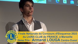 Concours dEloquence des Lions Clubs de France  Marseille 2023  Armand LAUGA [upl. by Acinemod804]