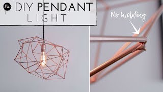 DIY Light Fixture  NO WELDING  Geometric Himmeli Light  Copper Decor [upl. by Lleira]