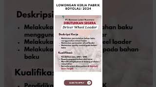 Lowongan Kerja Pabrik Boyolali Terbaru 2024 lokerpabrik lokerboyolali lokerhariini lokerterdekat [upl. by Hemetaf]