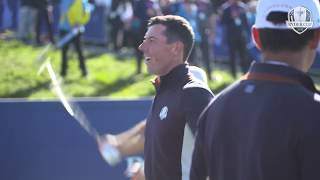 Rory McIlroy starts an Icelandic clap  2018 Ryder Cup [upl. by Nylrehs412]