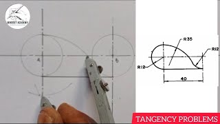 PRINCIPLES OF TANGENCY IN TANGENCY PROBLEMS engineeringdrawing [upl. by Wainwright]