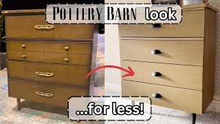 POTTERY BARN FINISH  Faux Wood Look on Laminate Dresser  Furniture Flip [upl. by Alatea]