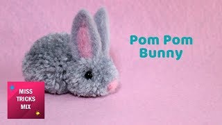 Tiny Pom Pom Bunny  Easter Crafts [upl. by Ahseinar340]