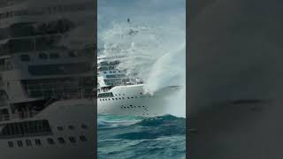 Massive Wave Slams Cruise Ship Will It Survive scaryocean massivewave ship [upl. by Kepner906]