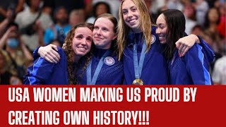 The USA Women are making us Proud in Swimming Medley 4x100 Relay Olympics [upl. by Yud]