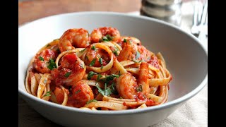 Domates Soslu Karides Makarna  Karidesli Makarna Tarifi  Shrimp pasta  Макароны с Криветками [upl. by Fredra]